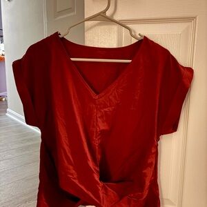 SHEIN Red V-Neck Blouse